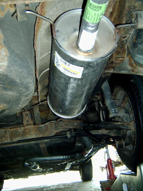 New muffler and pipes as installed
